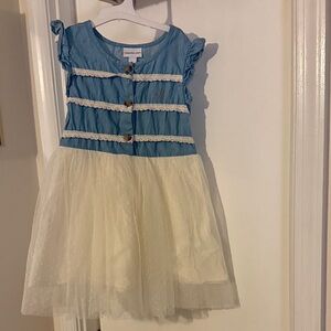 Calvin Klein Jeans Blue and Cream Kids Dress lined
